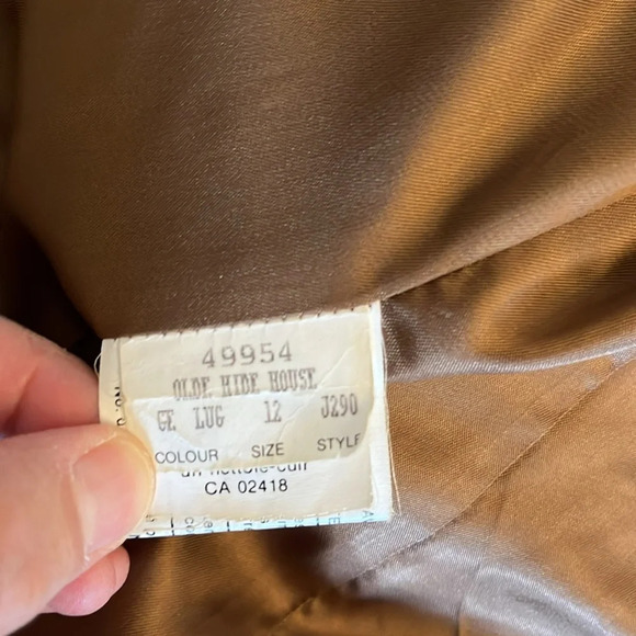 Vintage 1980's Leather Skirt and Jacket Set  Size 12 Jacket Sz 10 Skirt. Camel - Picture 5 of 17